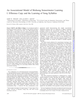 An Associational Model of Birdsong Sensorimotor Learning I