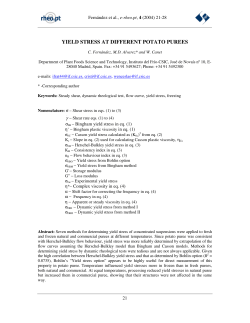 YIELD STRESS AT DIFFERENT POTATO PUREES