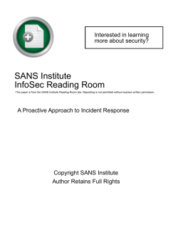 A Proactive Approach to Incident Response