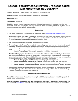 project organization &ndash; process paper and annotated