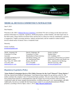 MEDICAL DEVICES COMMITTEE`S NEWSLETTER Regulatory
