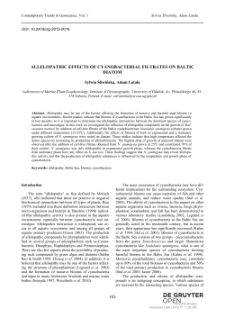 103 ALLELOPATHIC EFFECTS OF CYANOBACTERIAL FILTRATES