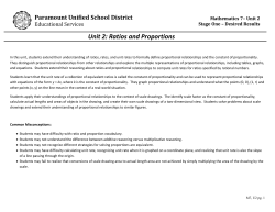 Unit 2: Ratios and Proportions - Paramount Unified School District