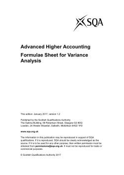 Advanced Higher Accounting Formulae Sheet for Variance