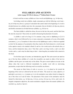 SYLLABLES AND ACCENTS