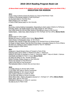 2010-2014 Reading Program Book List