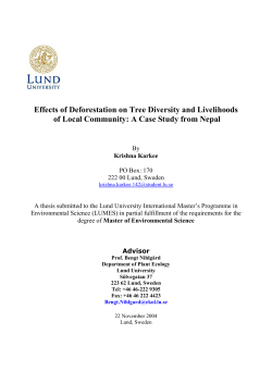 Effects of Deforestation on Tree Diversity and Livelihoods