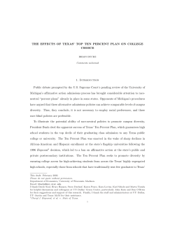 The effects of Texas` Top Ten Percent Plan on college choice.