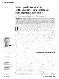Model predictive control of the chip level in a continuous pulp