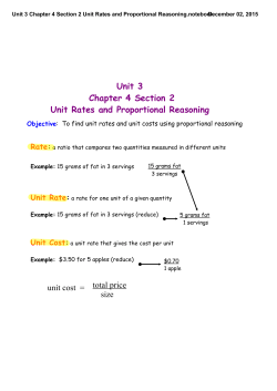 Unit 3 Chapter 4 Section 2 Unit Rates and Proportional Reasoning