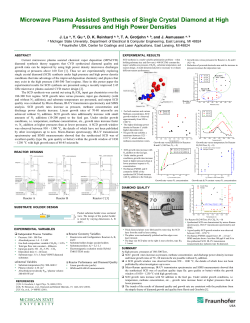 Microwave Plasma Assisted Synthesis of Single Crystal Diamond at