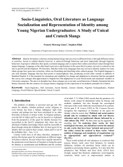 Socio-linguistics, Oral Literature, Social Identity, Literary Identity