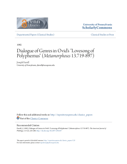Dialogue of Genres in Ovid`s - ScholarlyCommons