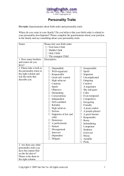 2005 UsingEnglish.com Personality Traits