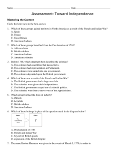 Assessment: Toward Independence