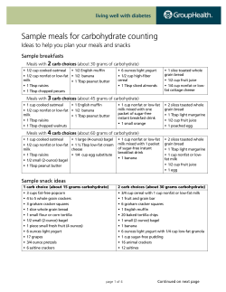Carbohydrates: Sample Meals for Carbohydrate Counting