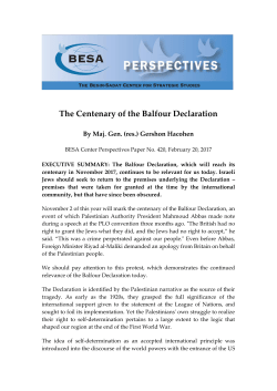 The Centenary of the Balfour Declaration - Begin