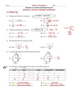 4.2 Fractions, Decimals, and Percents