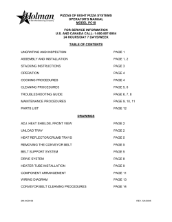 pizzas of eight pizza systems operator`s manual model