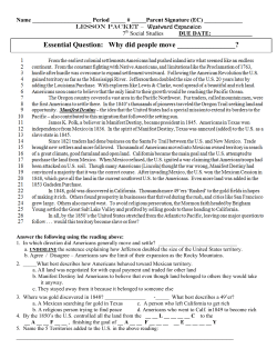 Essential Question: Why did people move ?