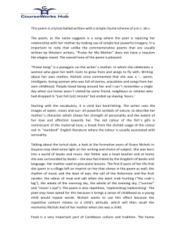 This poem is a lyrical ballad written with a simple rhyme scheme of