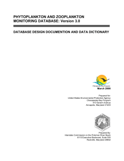 Phytoplankton and Zooplankton Database Design and Data Dictionary