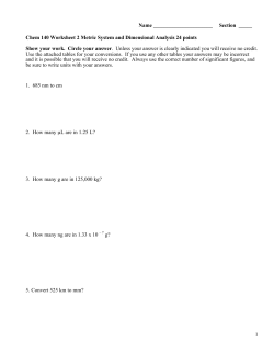 Chem 140 Worksheet 2 Metric System and Dimensional Analysis 24