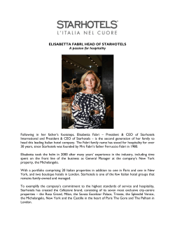 ELISABETTA FABRI, HEAD OF STARHOTELS A passion for