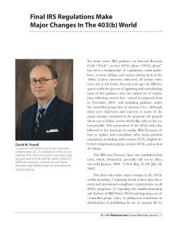 Final IRS Regulations Make Major Changes In The 403(b) World