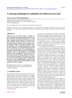 A neuropsychological evaluation of orthorexia nervosa