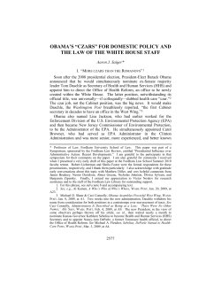 obama`s &ldquo;czars&rdquo; for domestic policy and the law of the white house staff