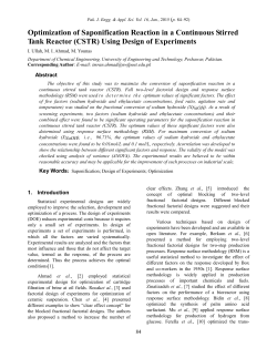 Optimization of saponification reaction in a continuous stirred tank