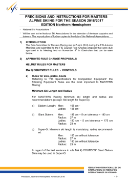 Masters Precisions and Instructions Northern Hemisphere - FIS-Ski
