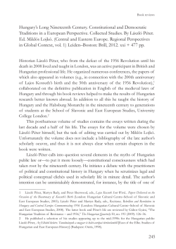 Hungary`s Long Nineteenth Century. Constitutional and Democratic