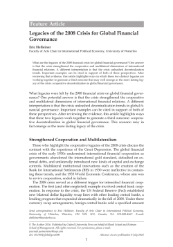Legacies of the 2008 Crisis for Global Financial
