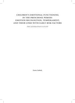 Children`s emotional FunCtioning in the PresChool Period: emotion