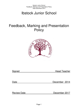 Ibstock Junior School Feedback, Marking and Presentation Policy