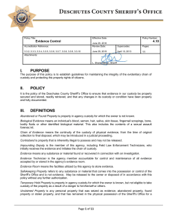 Evidence Control - Deschutes County Sheriff`s Office