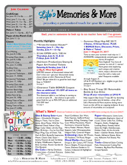 Current Newsletter - Life`s Memories and More