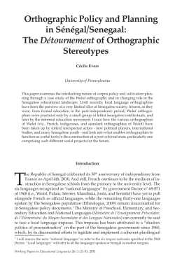 Orthographic Policy and Planning in S&eacute;n&eacute;gal/Senegaal