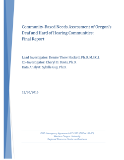 Community-Based Needs Assessment of Oregon`s Deaf and Hard of
