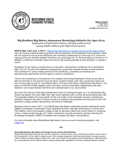 Big Brothers Big Sisters Announces Mentoring Initiative for Ages 18
