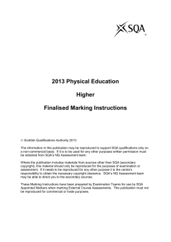 2013 Physical Education Higher Finalised Marking Instructions