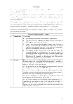 1 SUMMARY Summaries are made up of disclosure