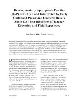 Developmentally Appropriate Practice (DAP) as Defined and