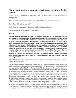 Single Dose Testosterone Impairs Cognitive Reflection in Men