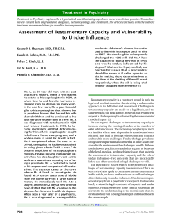 Assessment of Testamentary Capacity and Vulnerability to Undue