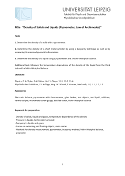 M5e “Density of Solids and Liquids (Pycnometer, Law of Archimedes)”