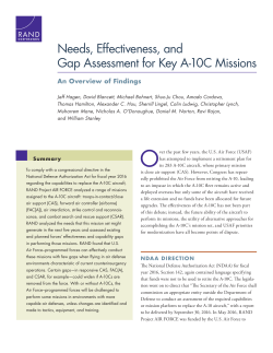 Needs, Effectiveness, and Gap Assessment for Key A