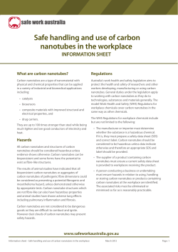 Safe handling and use of carbon nanotubes in the